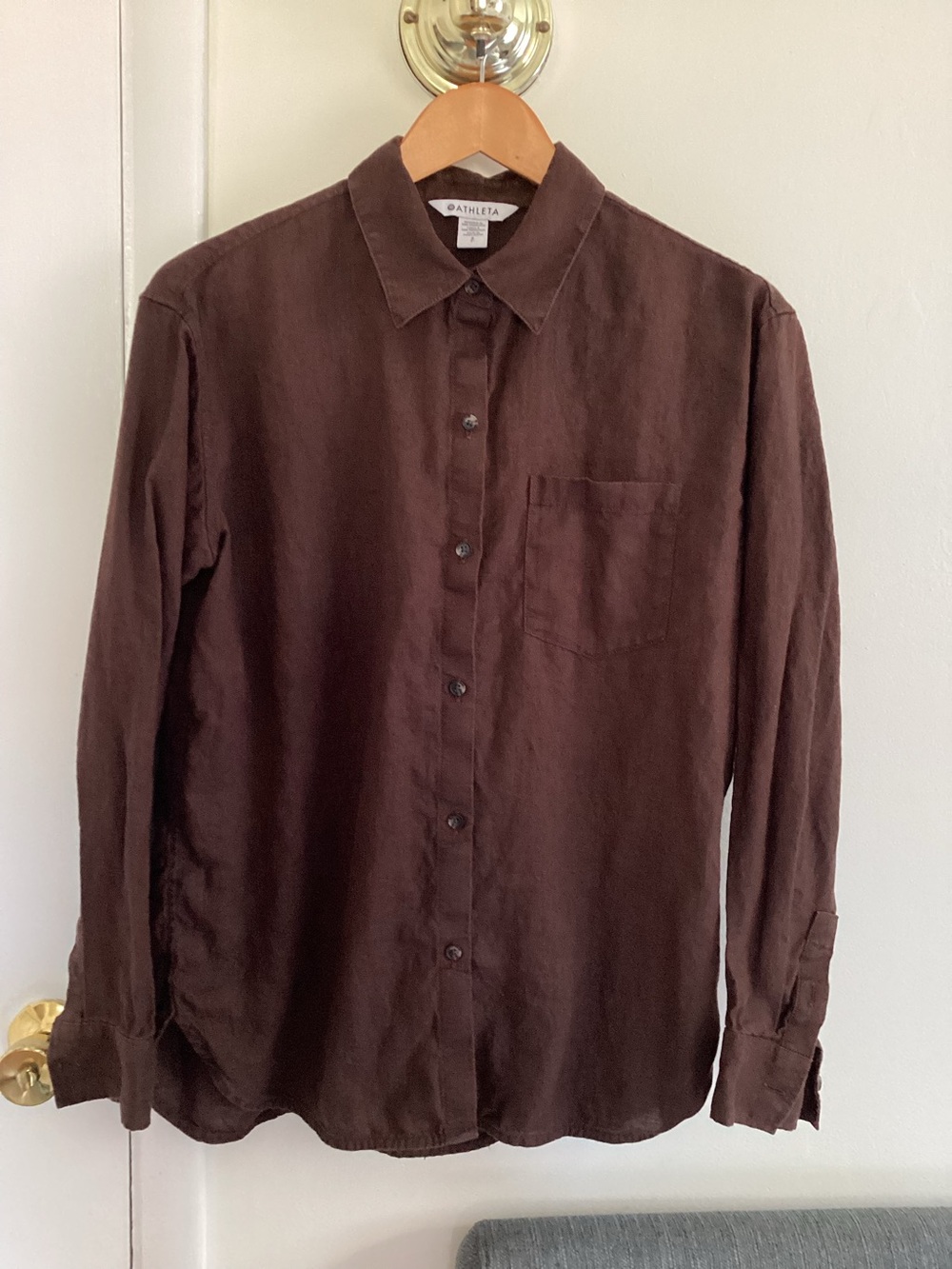 Athleta linen top brown